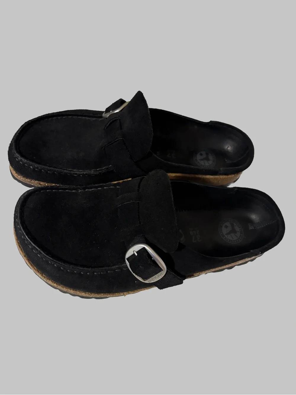 Birkenstock Buckley Black Suede Clogs Size 37 EU / US 6-6.5 Excellent Condition